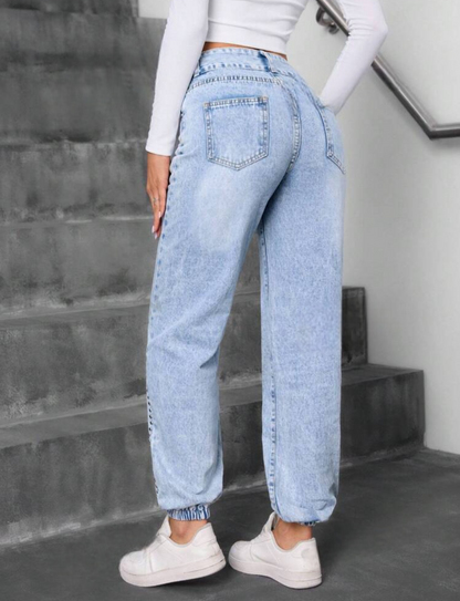 Jeans élégant avec taille haute