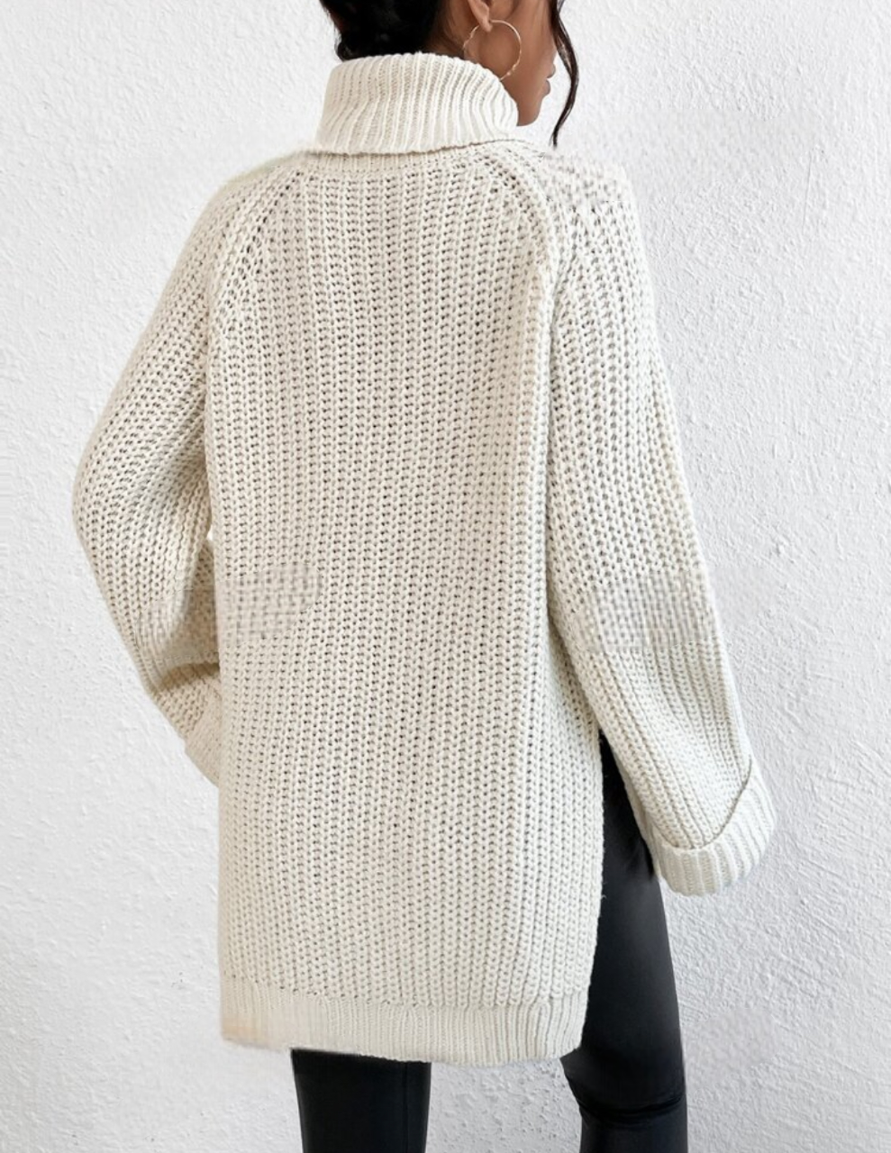 Pull élégant en tricot côtelé avec col roulé