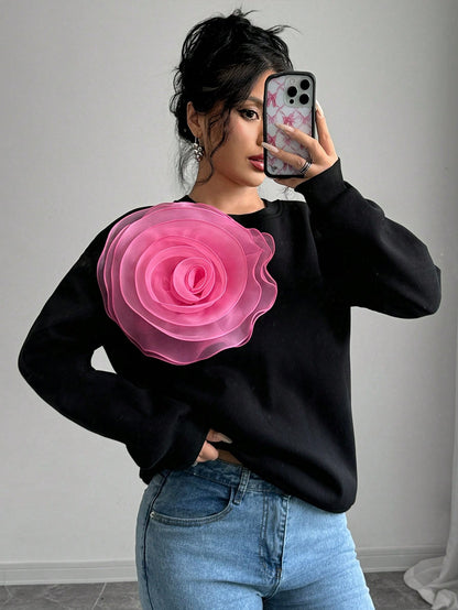 Sweat-shirt avec application florale