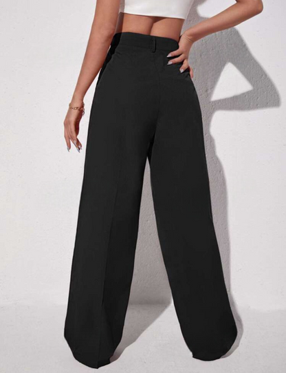 Pantalon élégant avec taille haute et jambe large