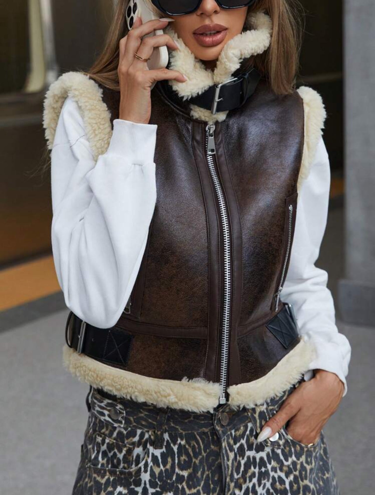 Manteau gilet avec doublure pelucheuse