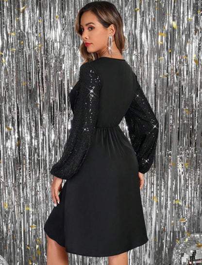 Robe élégante en satin avec fente et paillettes ( sans ceinture )