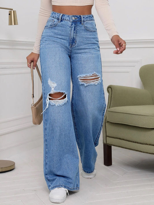 Mom-Jeans mit Riss