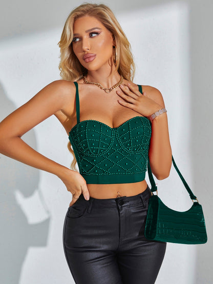 Top élégant corset avec détails perles