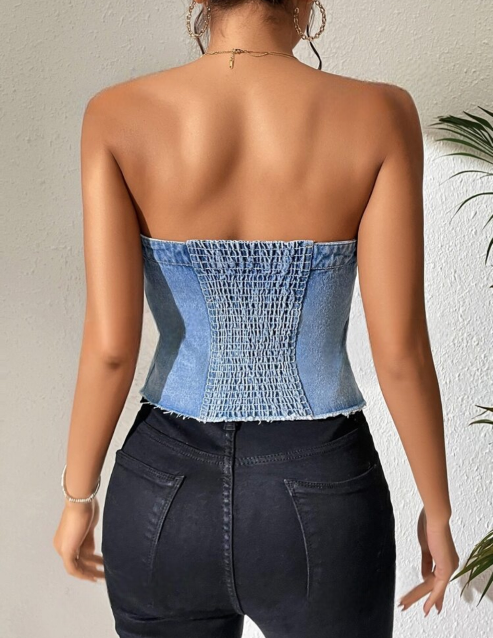 Top en jeans avec boutons