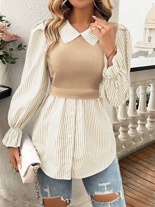 Blouse chemise 2 en 1 avec rayures