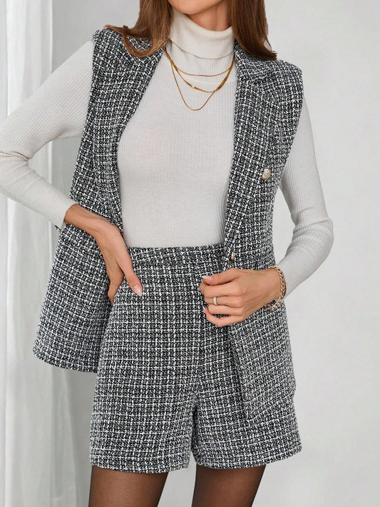 Ensemble Jacket et short élégante en tweed