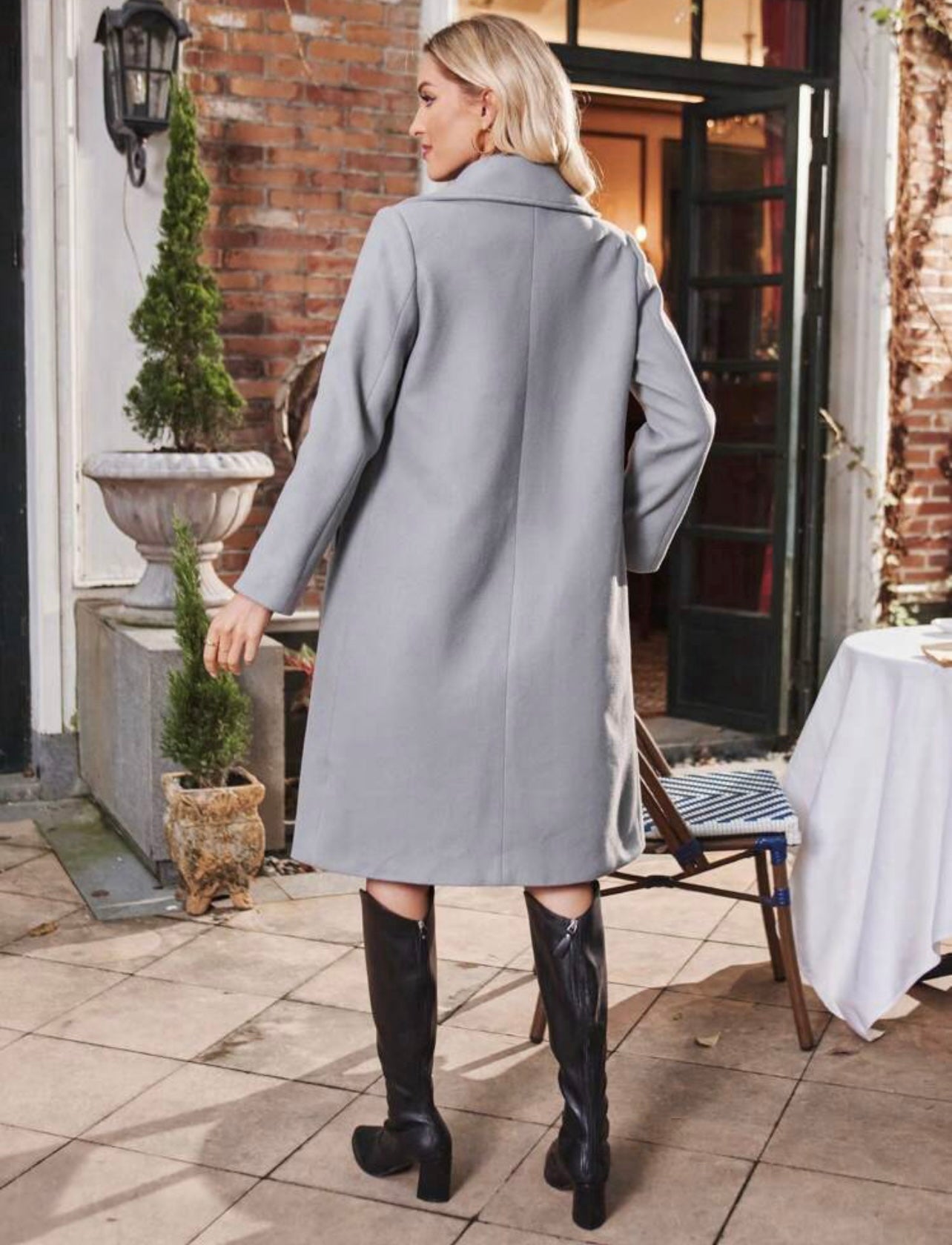 Manteau long avec col à revers