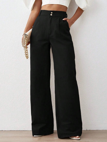 Pantalon élégant avec taille haute et jambe droite