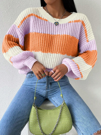 Pull over size femme avec blocs de couleur