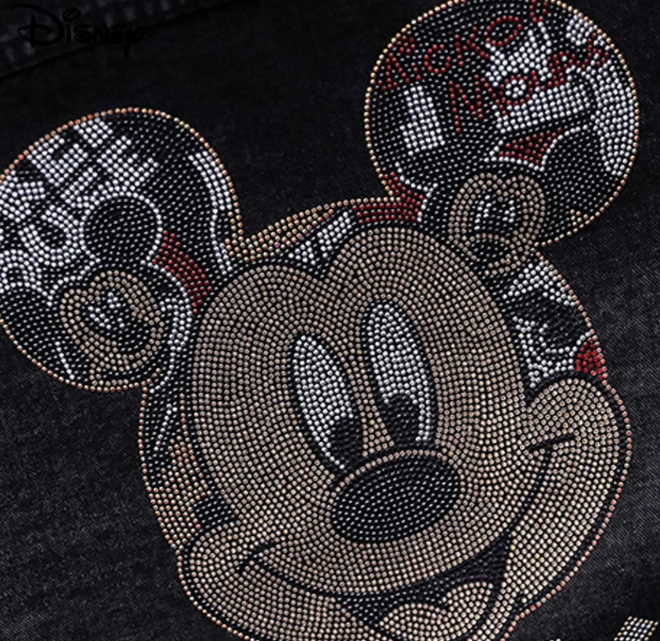 Jacket en jeans avec motif Mickey pailleté