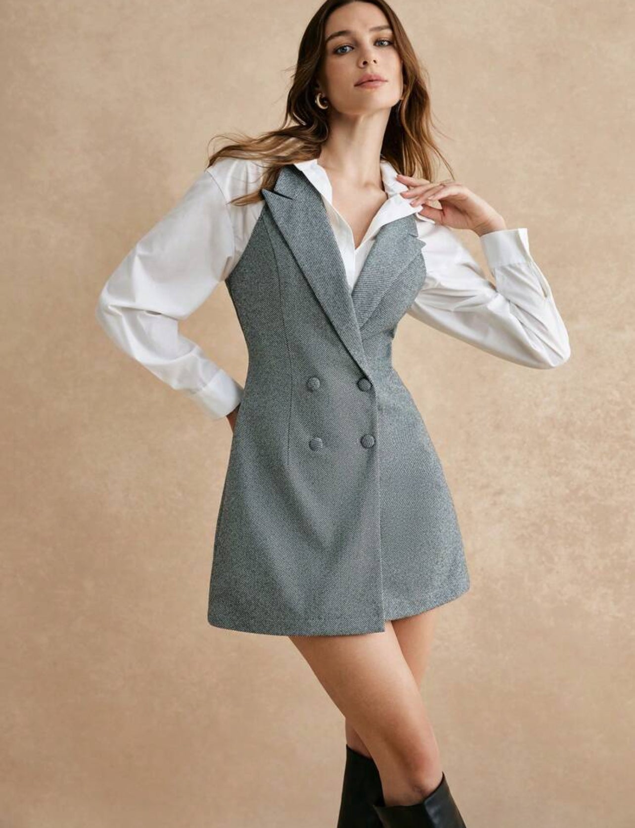 Robe gilet blazer avec détails boutons (sans chemise)