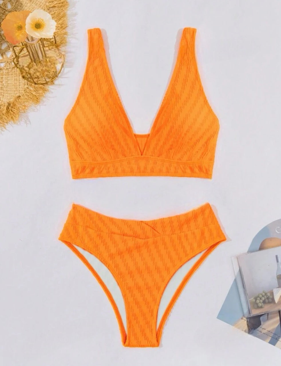 Ensemble bikini texturé avec soutien et culotte