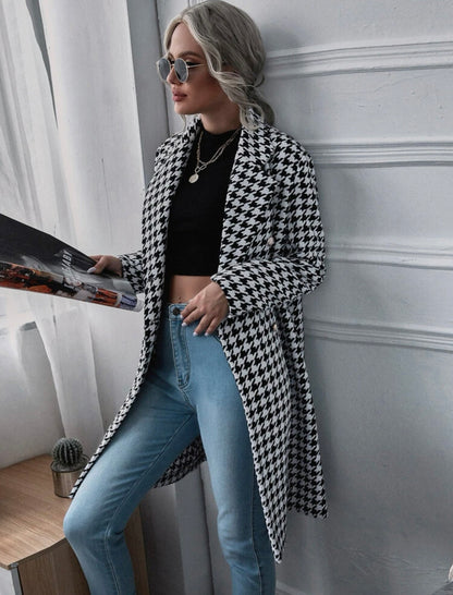 Manteau avec motif pied-de-poule