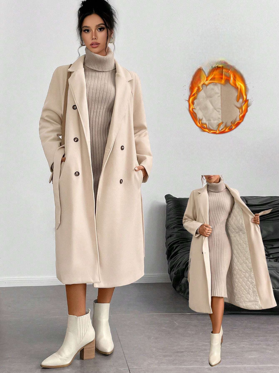 Trenchcoat mit Revers und Gürtel