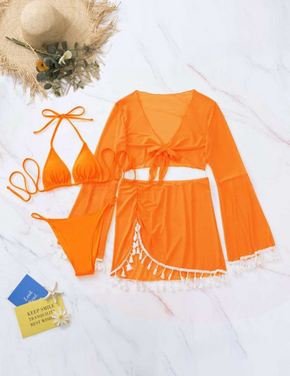 Ensemble 4 pièces bikini et kimono élégant