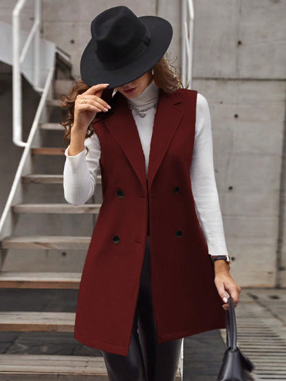 Gilet manteau avec col à revers et bouton