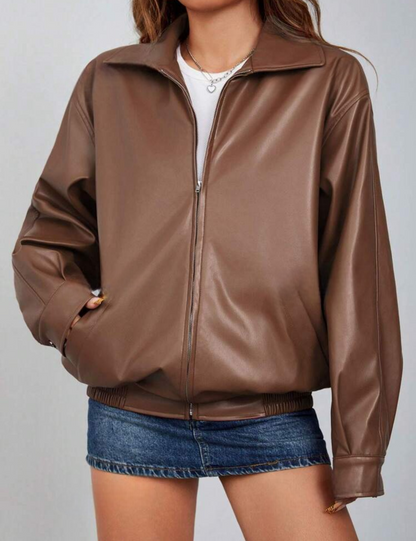 Jacket en simili cuir avec fermeture éclair