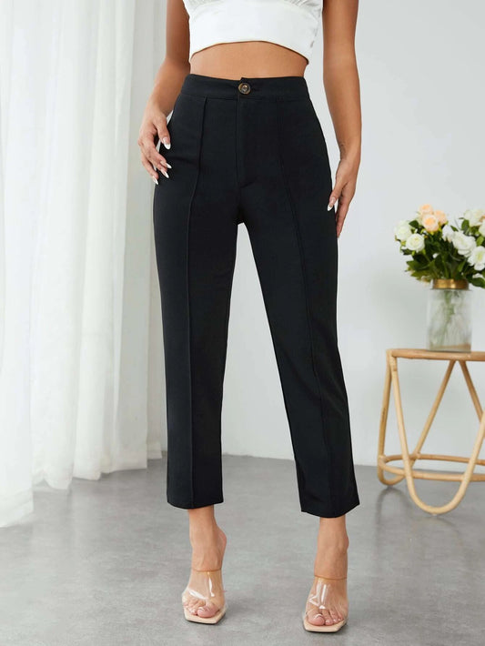 Pantalon taille haute avec couture en détail