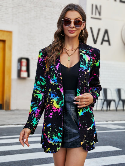 Blazer avec taches peinture multicolor