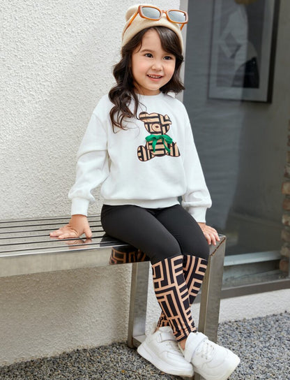 Ensemble sweat-shirt et legging avec imprimé ours