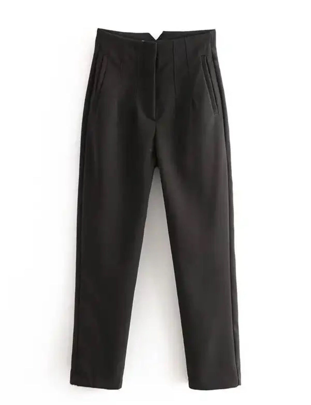 Pantalon élégant taille haute avec fermeture éclair