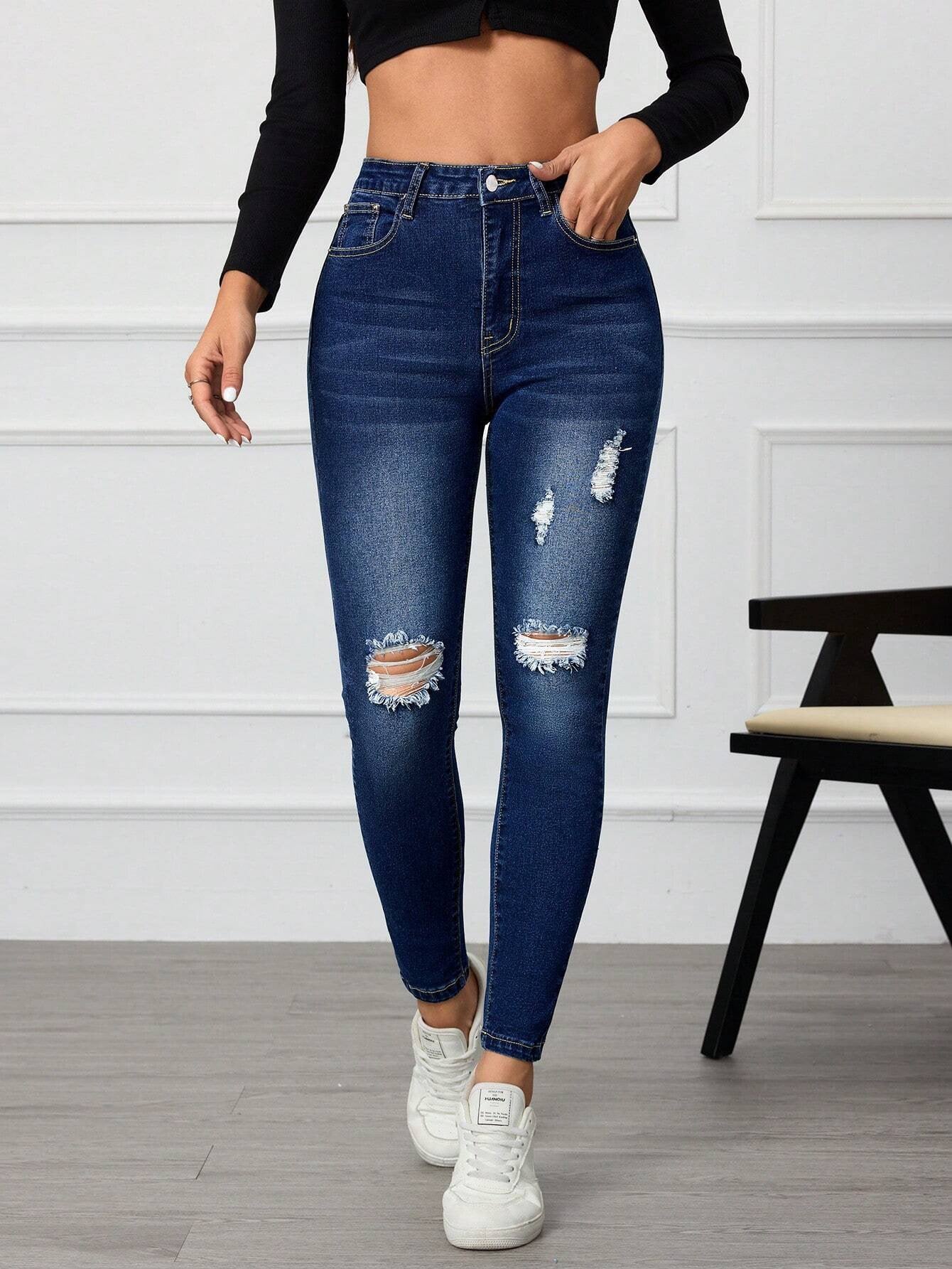 Jeans élégant avec taille haute