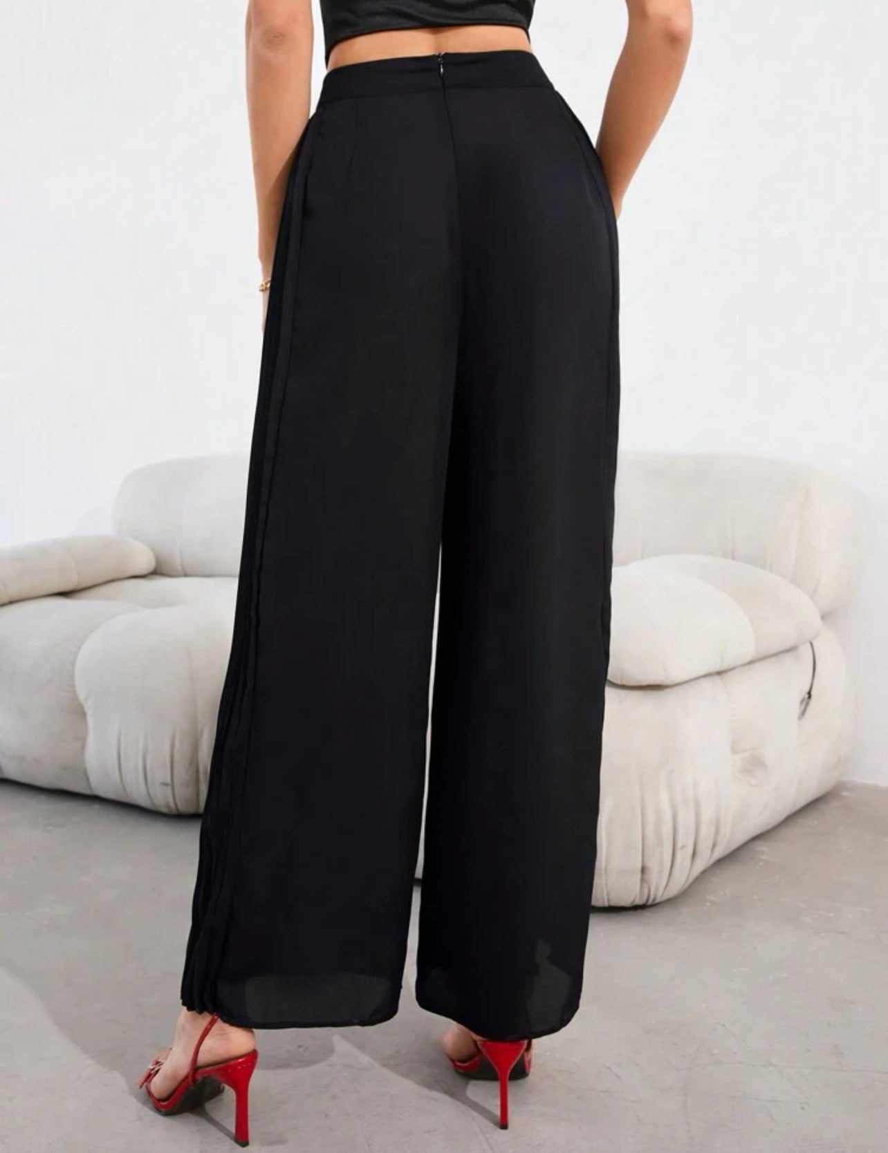 Pantalon avec taille haute et jambe large