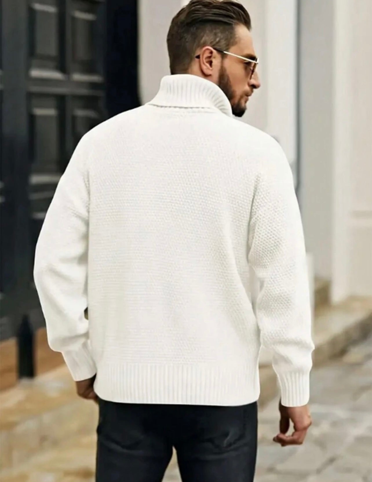 Pull homme tressé avec col à roulé