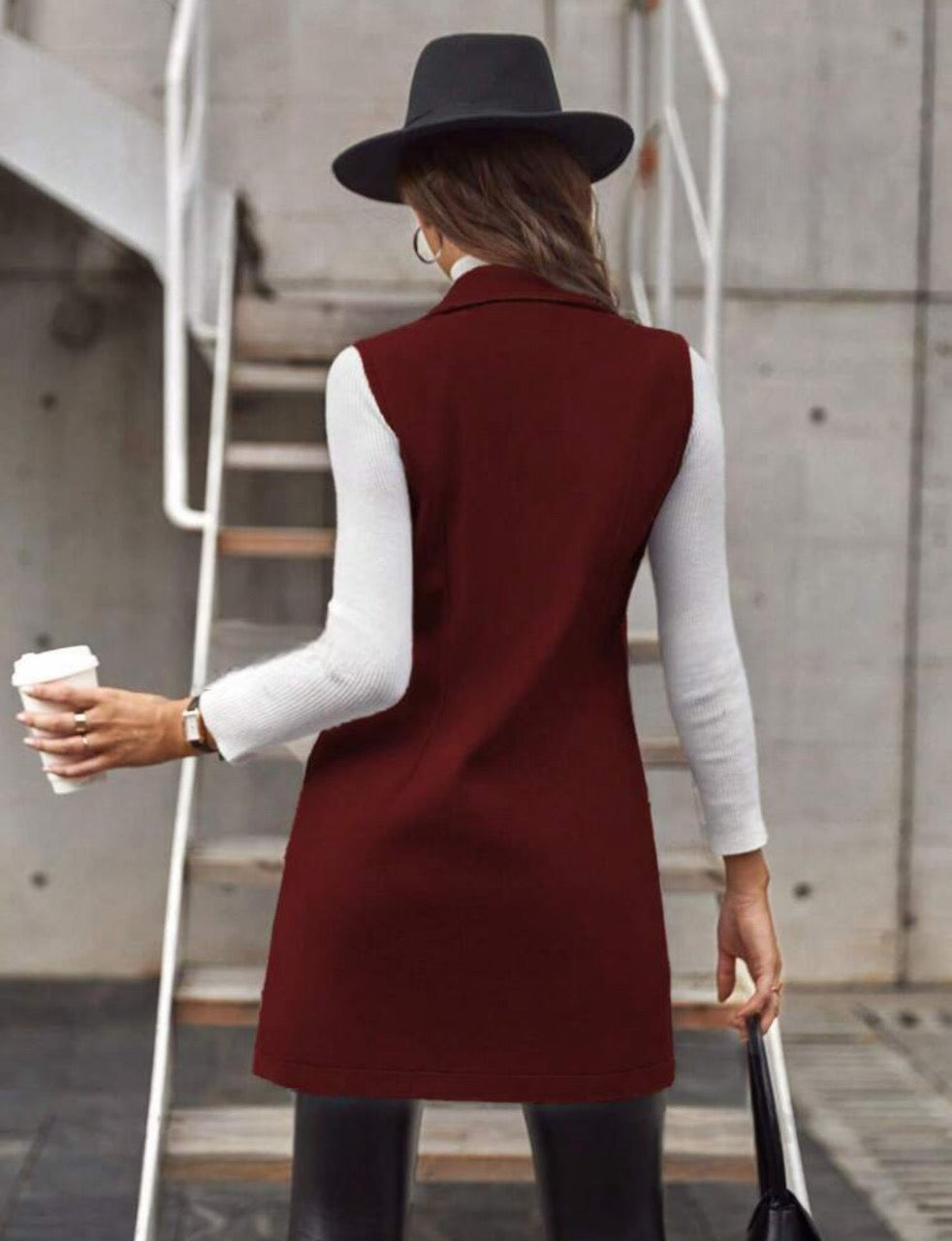 Gilet manteau avec col à revers et bouton