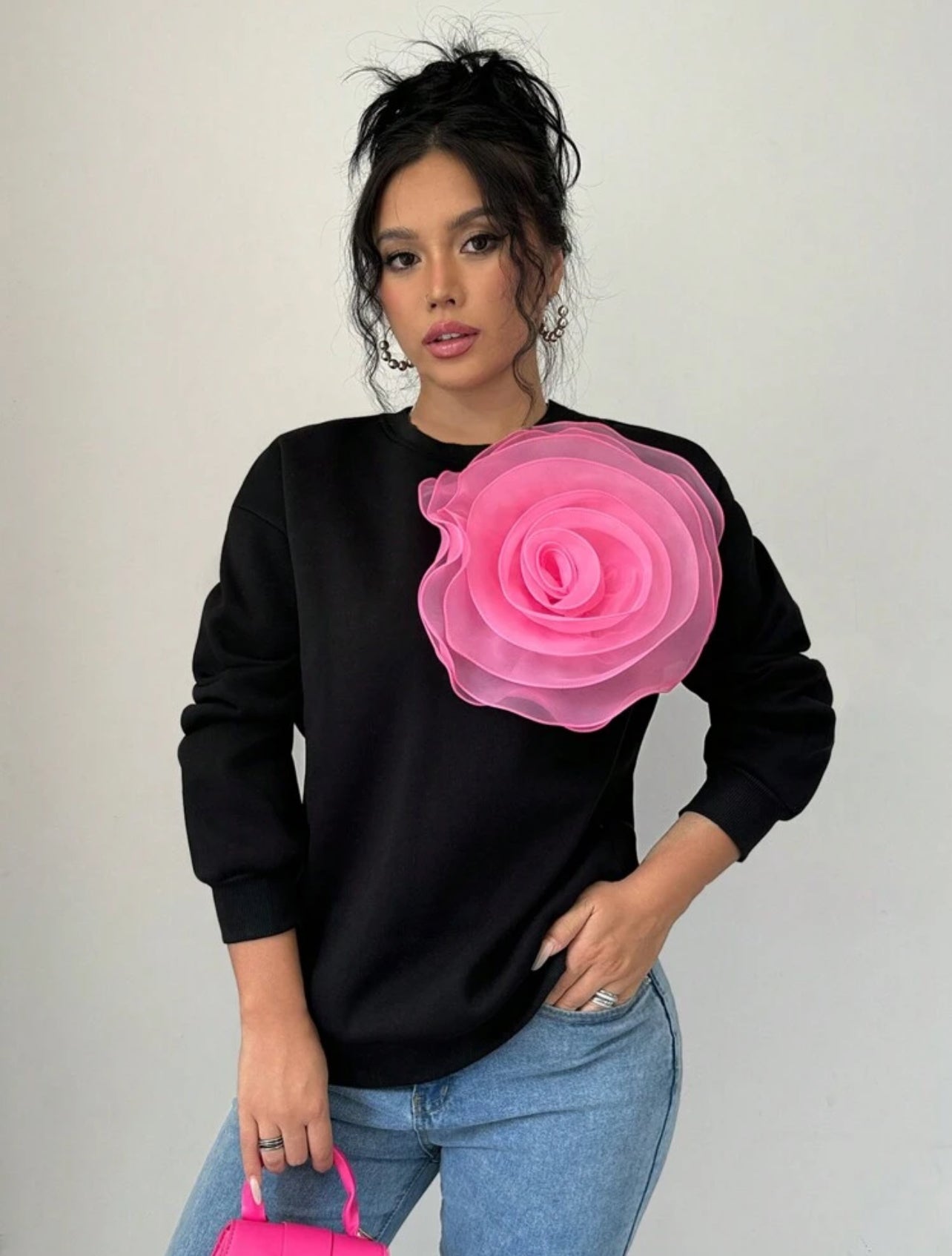 Sweat-shirt avec application florale