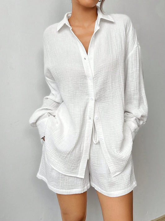 Ensemble élégant chemise et short en coton