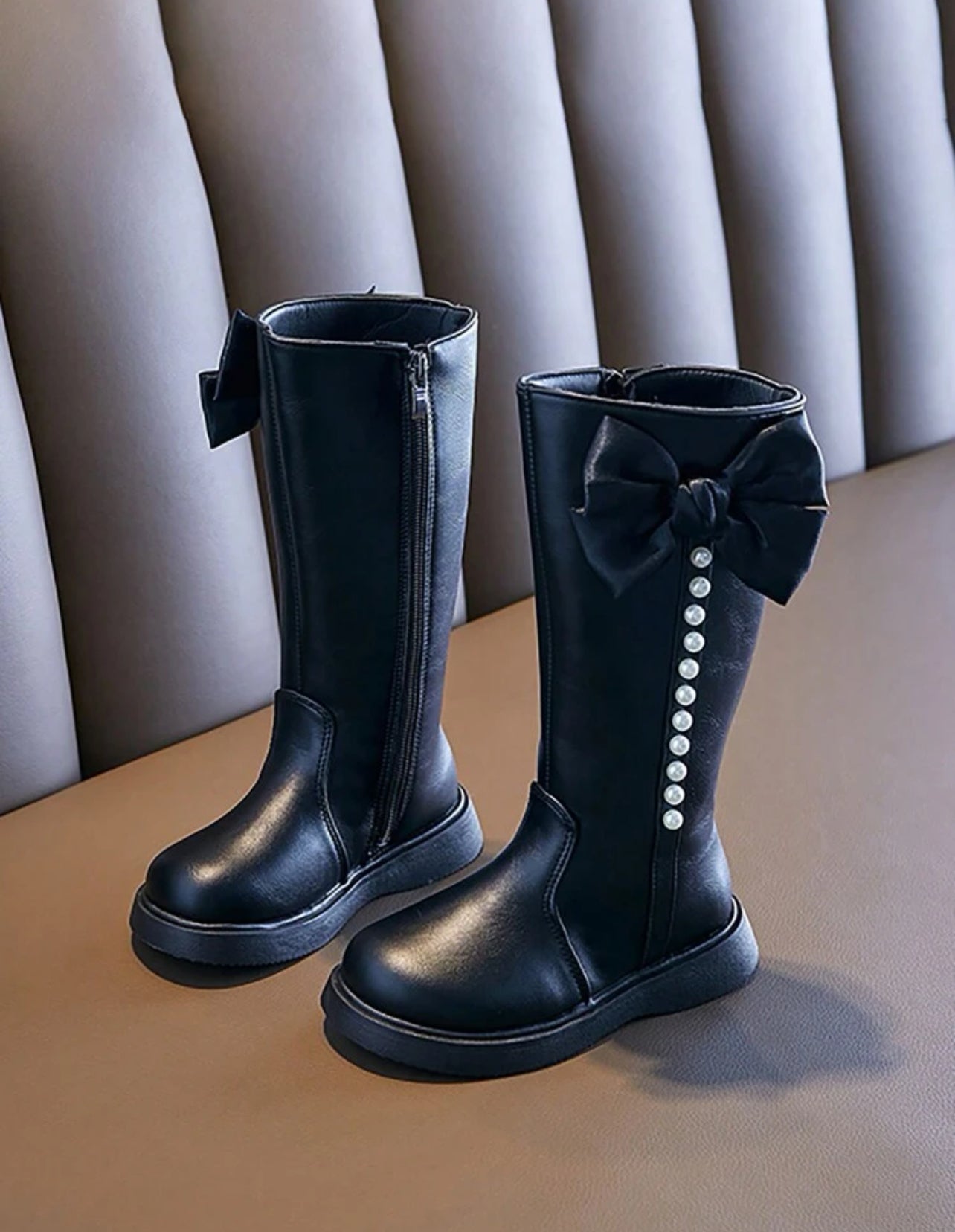 Bottes fille montantes avec détails perles