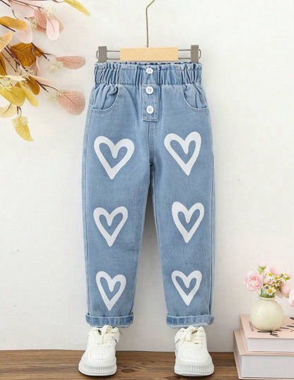 Jeans file avec motif cœur