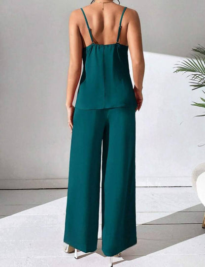 Ensemble top et pantalon élégant en satin