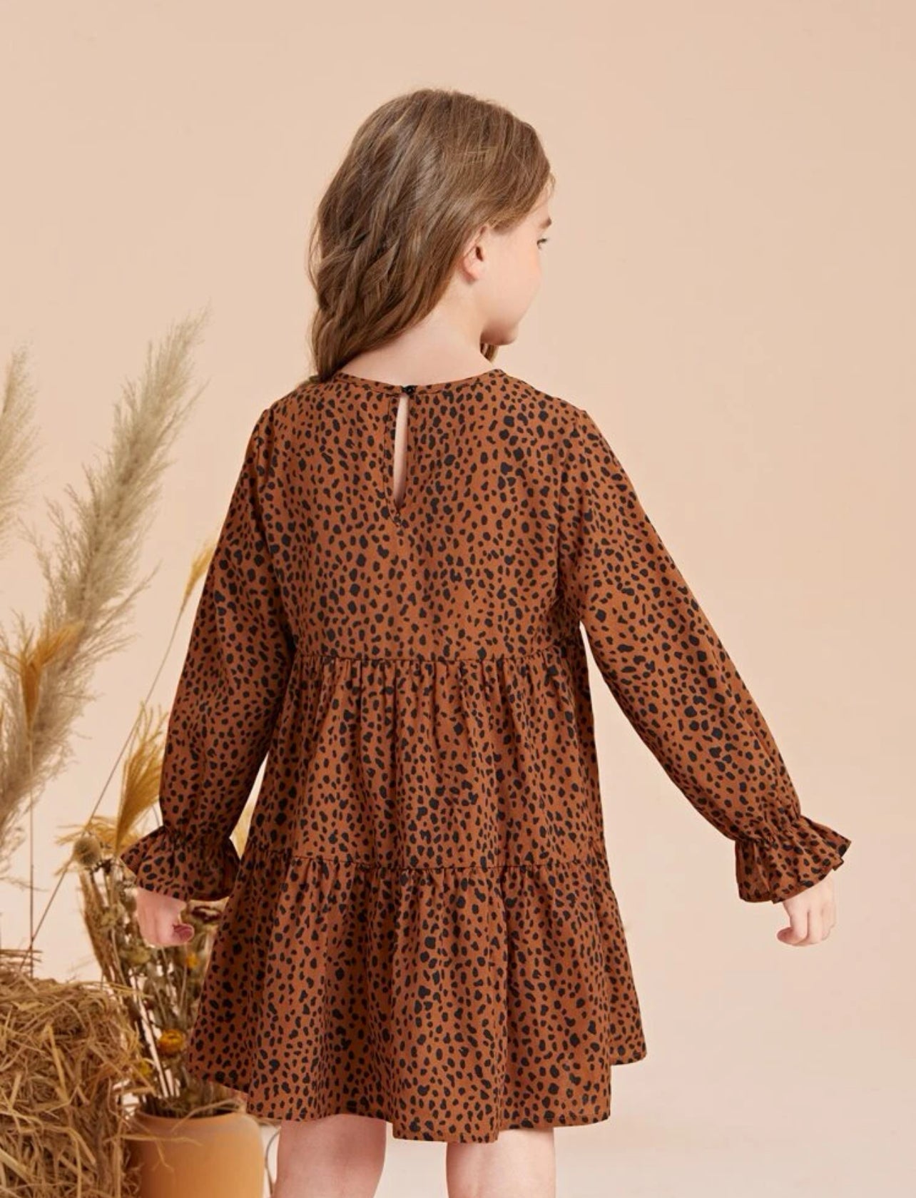 Robe à imprimé taché avec manches évasés