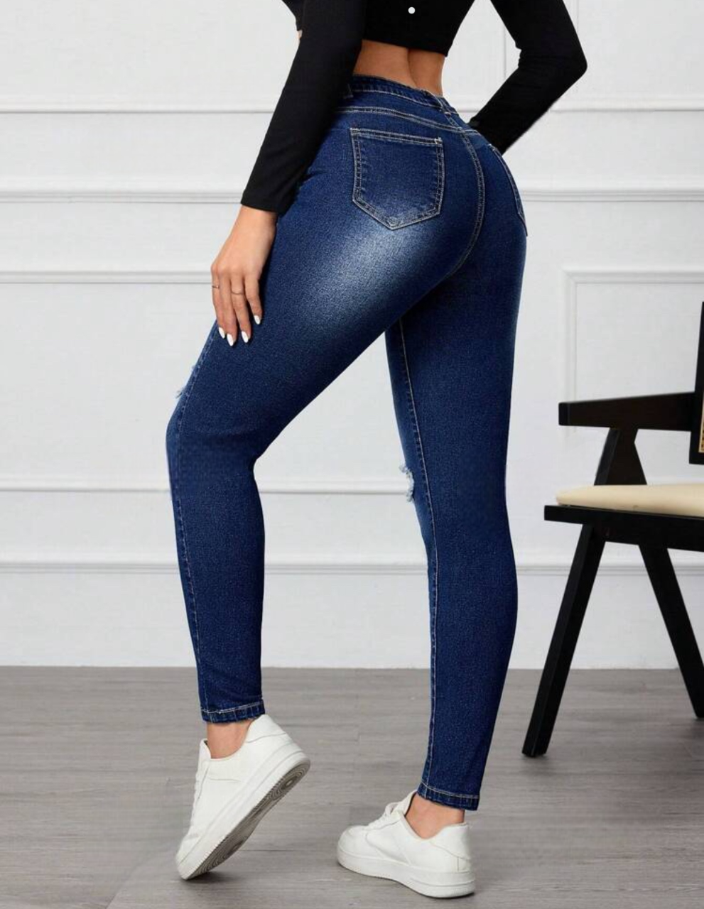 Jeans élégant avec taille haute