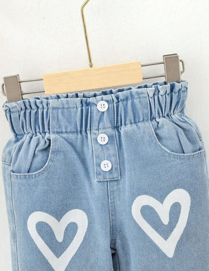 Jeans file avec motif cœur