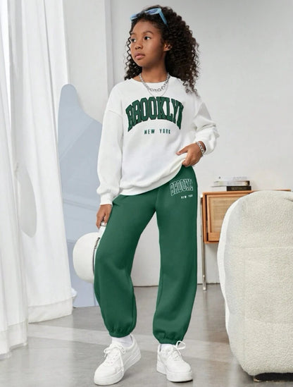 Ensemble sweat-shirt avec motif et pantalon jogging