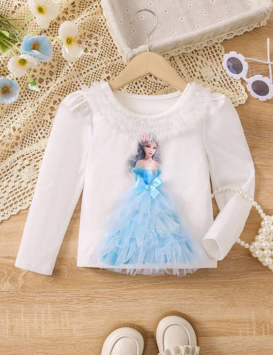 T-shirt manches longues avec tulle et motif princesse