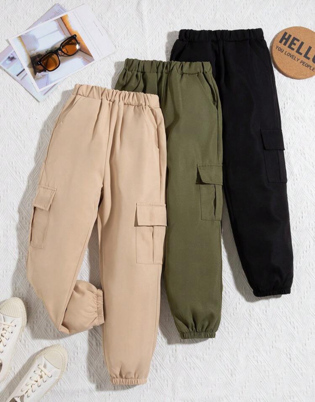 Ensemble 3 pièces pantalon cargo fille