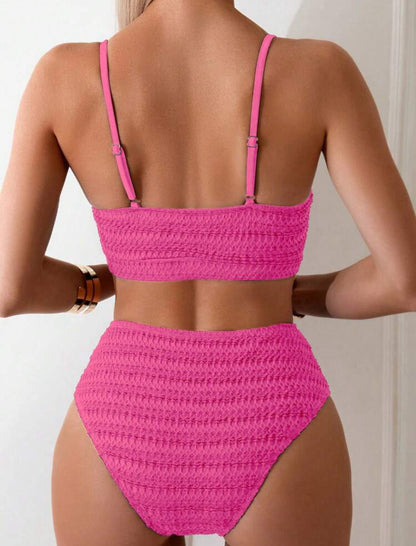 Ensemble bikini texturé avec haut style bandeau