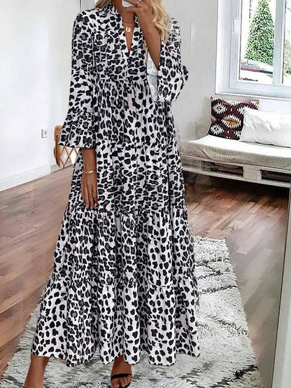 Robe longue et décontractée avec motif léopard