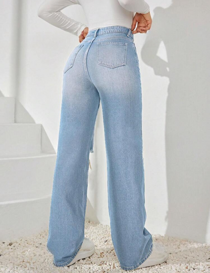 Jeans mom con strappo