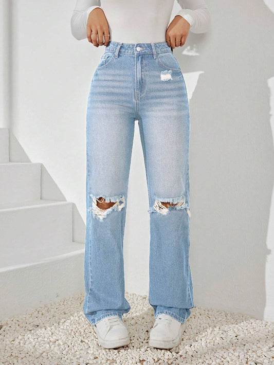 Mom-Jeans mit Riss