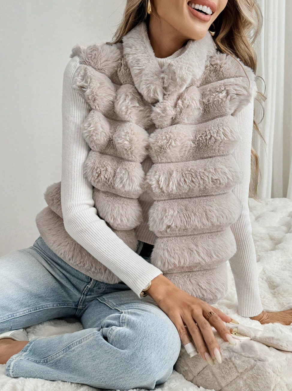 Manteau gilet avec fausse fourrure automne / hiver