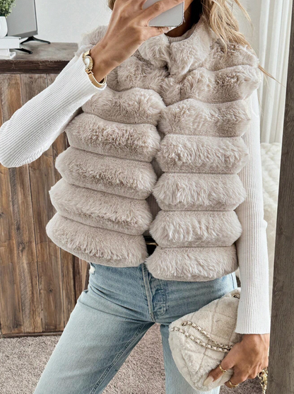 Manteau gilet avec fausse fourrure automne / hiver