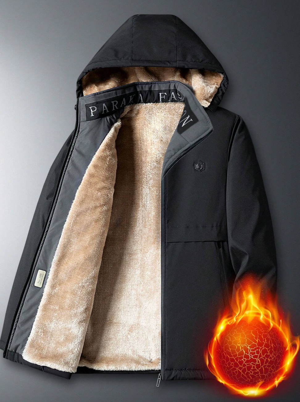 Manteau décontracté homme avec fourrure et capuche