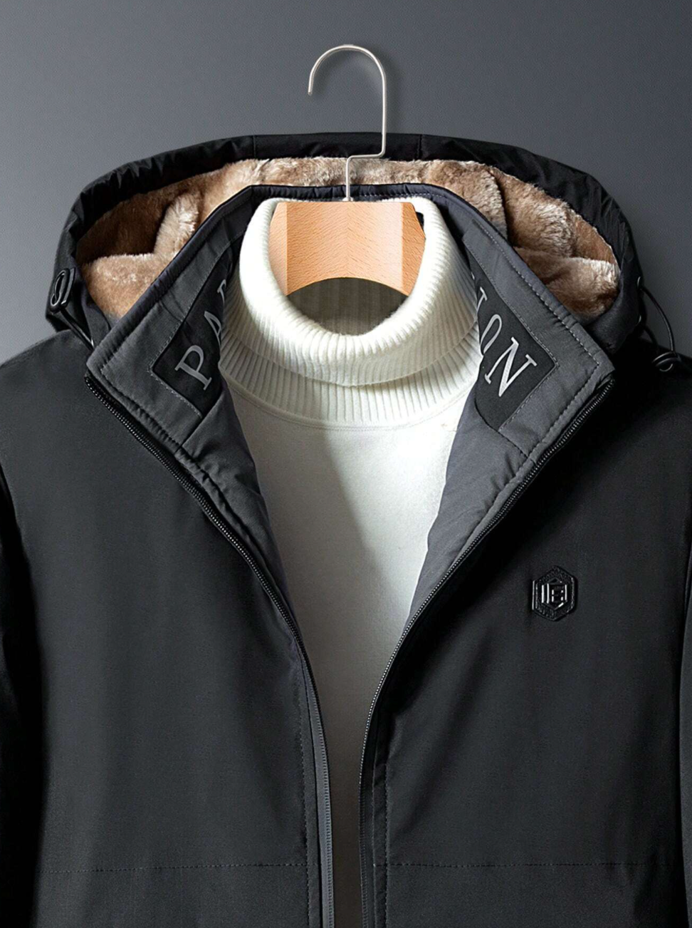 Manteau décontracté homme avec fourrure et capuche