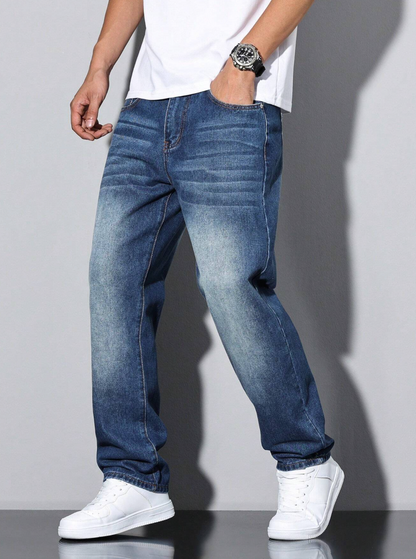 Jeans large homme avec délavage